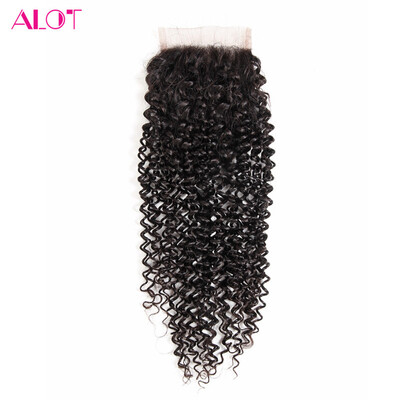 

Alot Malaysian Kinky Curly Virgin Hair 100% Lace Closure 4*4 Human Hair Cheap Free/Middle/Three Part 1Pcs Lace Closure Natural Col