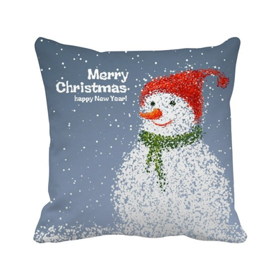 

Merry Christmas Snowman Festival Square Throw Pillow Insert Cushion Cover Home Sofa Decor Gift