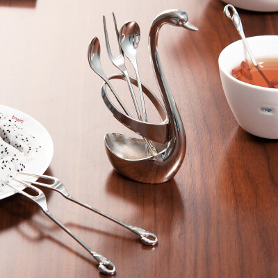 

Jingdong Supermarket Ou Runzhe tableware frame stainless steel creative swan exquisite fruit fork spoon sets