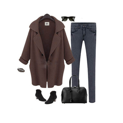 

малого @ новых женских batwing вязаная кофта не случайные свитер леди рукав куртки, пальто