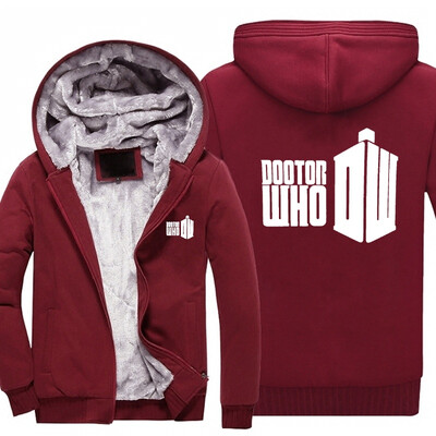 

2018 New USA SIZE Men Winter Autumn Hoodies Doctor Who Galleries pattern Fleece Coat Baseball Uniform Sportswear Jacket wool
