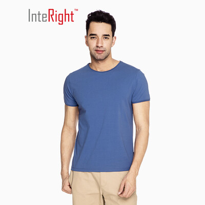 

INTERIGHT Mens T-Shirt Cotton Ammonia Slim Round Collar Personality Curling Short Sleeve White