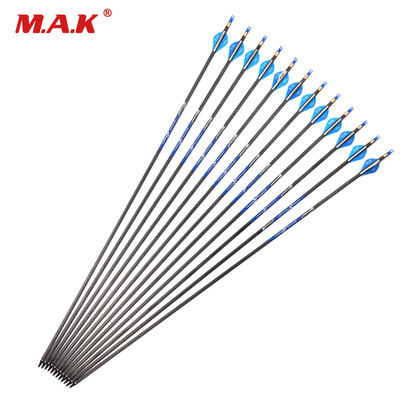 

24pcs 32 Inches Spine 340 Pure Carbon Arrow Shaft with Replaceable Arrow Head Compound Bow Hunting Shooting Archery Sport