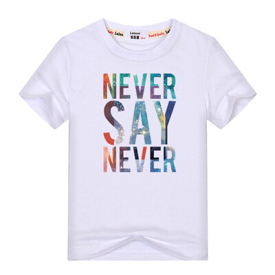 

3-13y Kids Summer Colorful Letter Никогда не говори никогда Футболка мальчиков Девочки 100% Хлопок O-Шея с коротким рукавом Футбол