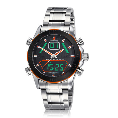 

NAVIFORCE 9022 Men Brand Full Steel Quartz Hour Clock Analog wristwatches Digital LED Sports Military Watch