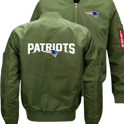 

PATRIOTS pattern Bomber Flight Flying Jacket Winter thicken Warm Zipper Men Jackets Anime Mens Casual Coat