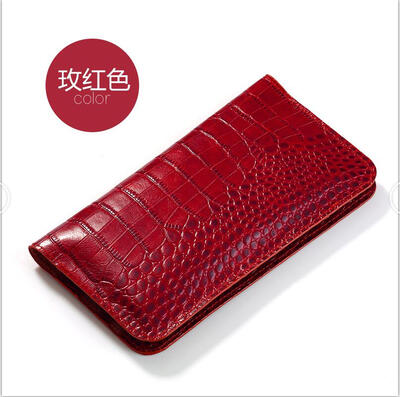 

Genuine Leather flip Case For iPhone 6 7 8 Plus X Crocidile Texture Dual Phone Bags Wallet