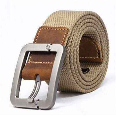 

HOT 2017 wholesale Real Solid brand Belt for Men Casual Striped belt Cinto mens Fashion Pin Buckle Canvas cowboy knitted Strap