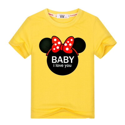 

Модная футболка для девочек из хлопка Happy Baby Я люблю тебя, печатая с короткими рукавами, одежда Tees Kids tops