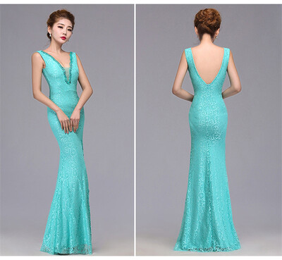 

Evening dress autumn split fork drill Slim fishtail long dress female banquet fashion host was thin