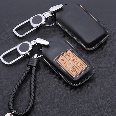 

Huashi Volvo Key Bag Volvo Leather Key Case Keychain Cover Refit Special 6 Button Fashion Black