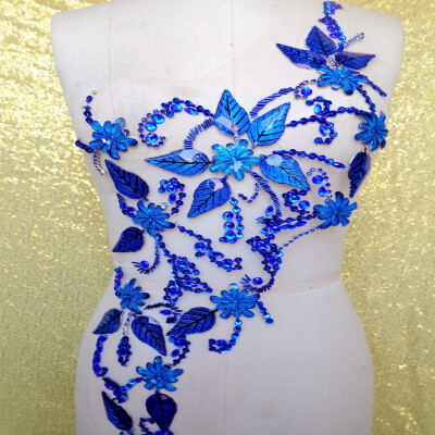 

Новые чистые ручной работы rhinestones applique 60 * 29cm royalblue сшивают на кристаллах обрезки патчей для одежды DIY аксессуары