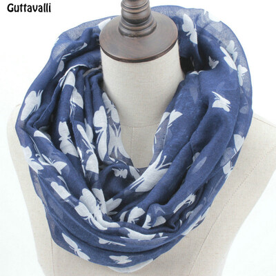 

Guttavalli Fashion Woman Solid Butterfly Print Loop Shawl Women Spring Stripes Ring Scarves Female Autumn Animal Infinity Scarf
