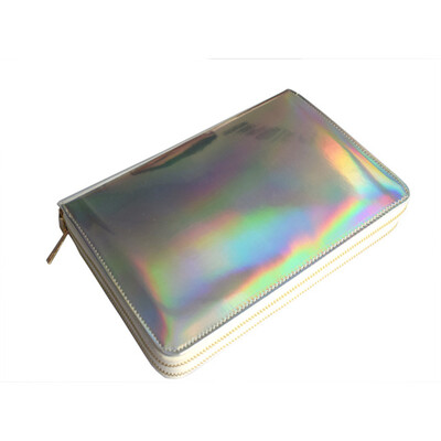 

96 Slots Nail Stamping Plate Holder Case Rainbow Laser Style Rectangular Manicure Nail Art Plate Organizer with Double Zippers