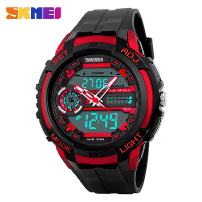 

Men Sport Watch Analog & Digital Dual Time LCD Alarm Stopwatch Waterproof Rubber Band Wrist Watch
