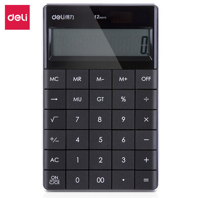 

Deli deli dual power seamless button office desktop calculator black 1589P