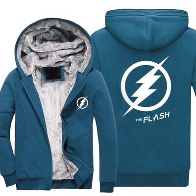 

2018 New USA SIZE Men Winter Autumn Hoodies Superman the flash pattern Fleece Coat Baseball Uniform Sportswear Jacket wool