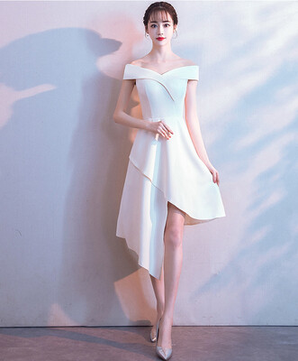 

Off Shoulder Strapless Fit Chiffon Above-Knee Cocktail Dress