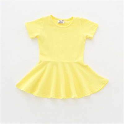 

2018 summer new girl dress cotton floral skirt short sleeves big skirt simple childrens skirt