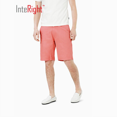 

INTERIGHT casual shorts mens cotton twill washed casual pants coral red 30 M