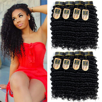 

YAVIDA Hair Brazilain Virgin Hair Deep Wave 4 Bundles Brazilian Curly Virgin Hair curly Weave Human Hair Brazilian Deep Wave