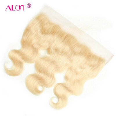 

ALOT Virgin Hair 613 Blonde Lace Frontal Peruvian Virgin Hair Body Wave 134 Human Hair Closure With Baby Hair 10-20