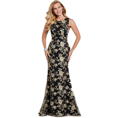 

CAZDZY Scoop Neck Appliques Lace Mermaid Evening Dress