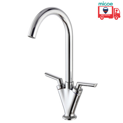 

MICOE горячая и холодная вода кухонная крана двойная ручка одно отверстие 360 градусов вращающийся смеситель медный хромированный смеситель M-HC105