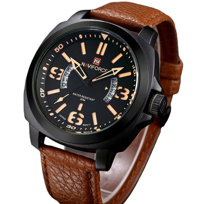 

NAVIFORCE 9062 Men Fashion Leather Strap Wristwatch Waterproof Quartz Watch