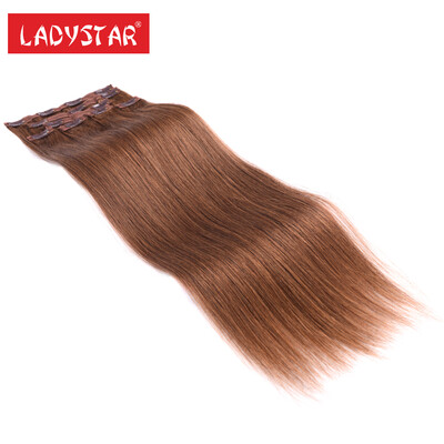 

LADYSTAR Клип в наращивании человеческих волос Чистые цвета Блондинки 100% Remy Человеческие волосы Зажимы для волос Remy 7 шт / с