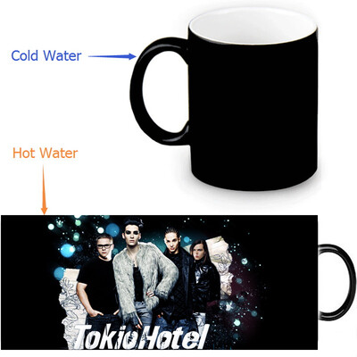 

Tokio Hotel 350ml / 12oz Heat Reveal Mug Color Change Чашка кофе Чувствительные морфинговые кружки Волшебная чашка для чайных чашек