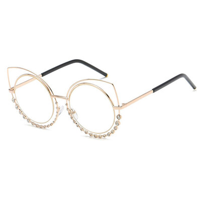 

Новые дизайн Модные сексуальные очки для глаз для кошек Женщины круглые линзы Покрытие Светоотражающее зеркало для бриллиантов Очки для очков Женские оттенки