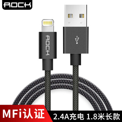 

Rock ROCK MFi Certified Apple Data Line Fast Charger Charging Cable for Apple iPhone X108 Plus76sSE5iPad 18m Elegant Black
