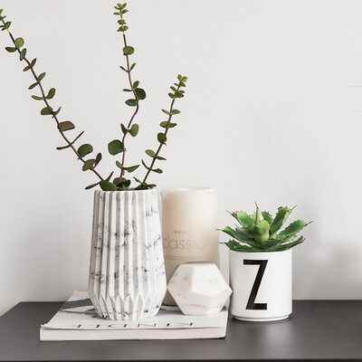 

Nordic countries WASA-C Nordic ins wind Vasari ceramics simulation vase Nordic style living room marble pattern dried flower flower arrangement set ornaments