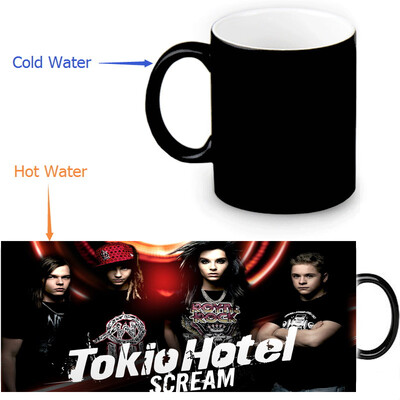 

Tokio Hotel 350ml / 12oz Heat Reveal Mug Color Change Чашка кофе Чувствительные морфинговые кружки Волшебная чашка для чайных чашек