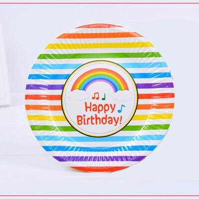 

FANLUS Sweet Girl 1st happy Birthday Party Rainbow&Pink girl Round Dessert Plates Tableware Paper 7" Pack of 6pcs