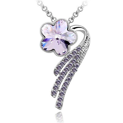 

Fashion Flower Necklace For Women Austrian Crystal Trendy Jewelry Necklaces Pendants White Gold Plated 1071