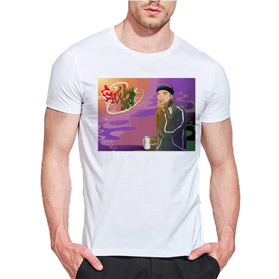 

Mens O Round Neck Casual Short Sleeves Fashion Cotton T-Shirts Boy Smoking & Drinkig Picture Digital Print