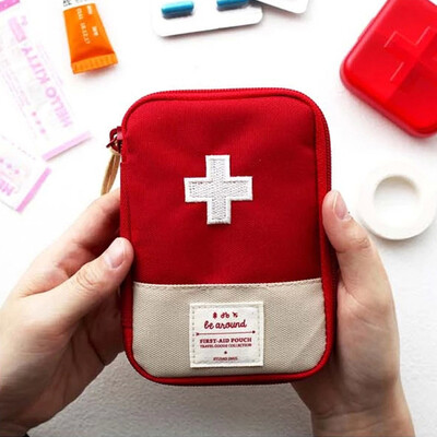 

Shouyou Outdoor Travel Portable Mini Portable Small Pill Box First Aid Kit Drugs Pill Box Small Storage Bag Medical Bag JD-SN-14 Red