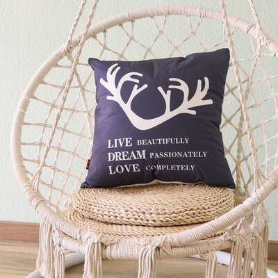 

Yuan Yuan Antler Pillow Cotton Fabric Sofa Pillow Car Office Seat Waist by Garden Pillow 4545 Core