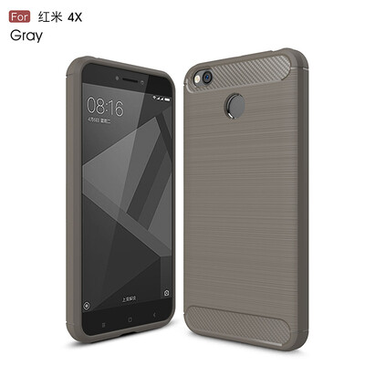 

Carbon fiber silicone case for xiaomi redmi 4X funda coque tpu brushed cover etui tok hoesje husa skal