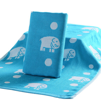

Chinese knot towel home textile bamboo fiber double gauze cartoon elephant child towel blue 40g strip 3050cm