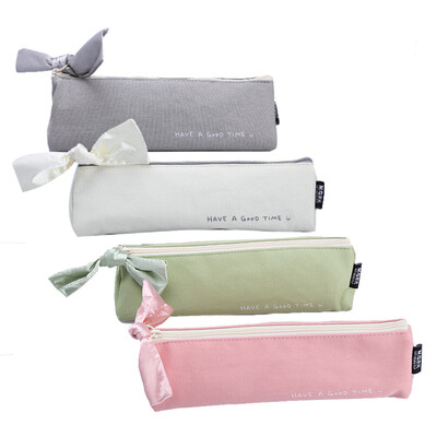 

Morning &  & G Stationery Small Triangle Pencil Bag Storage Bag Pencil Bag Students Lengtze a Bow Beautiful mood Series 1 4 colors Random APBN3433