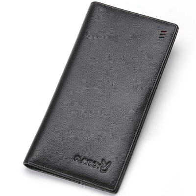 

Playboy playboy mens wallet mens long wallet first layer leather ticket holder multi-card card package PAA0731-8B black