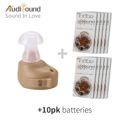 

2018 Audisound 906-10 Hearing Amplifier Portable Small In The Ear Invisible Best Hearing Aid with 60PCS10 CARD A312 Battery
