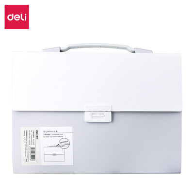 

Deli deli 13 grid A4 soft plastic two-color handle organ bag student test paper bag operation package tutor bag gray 72491