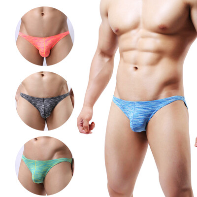 

Qianbeilivk Men Briefs Low Rise Ice Silk Sexy Bikinis Breathable Underwear 4 Pack