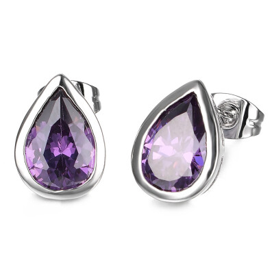 

Yoursfs Lab Created Amethyst Heart,Water drop Stud Earrings For Women Halo Wedding Stud Post Earring