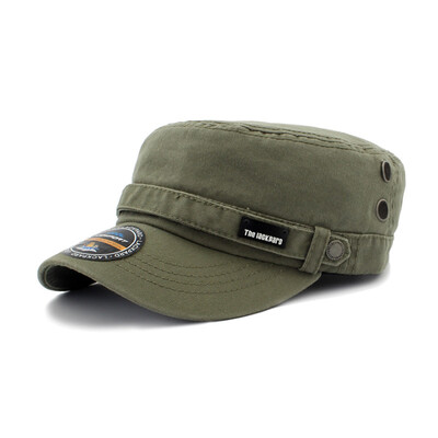 

LACKPARD Cotton comfortable flat top military caps Simple army green flat top military cap