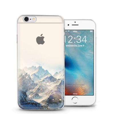 

iPhone X 7 6 6s 8 Plus 5 5S SE Mobile Phone Cases Snow Mountain printed TPU Soft Silicone Protect Cover Fitted Case for iPhone X 6